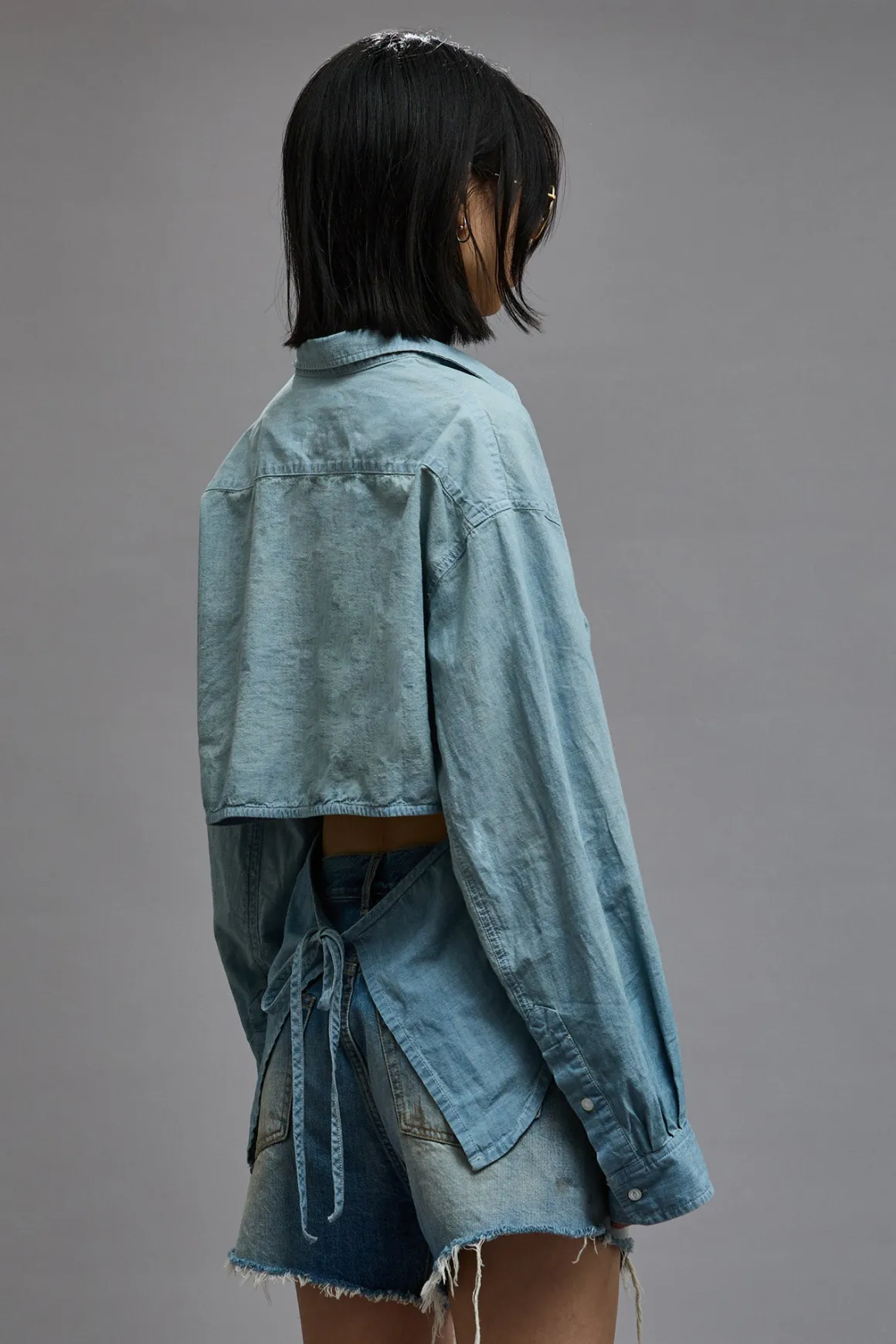 Women R13 Tops*OPEN BACK SHIRT - VINTAGE BLUE