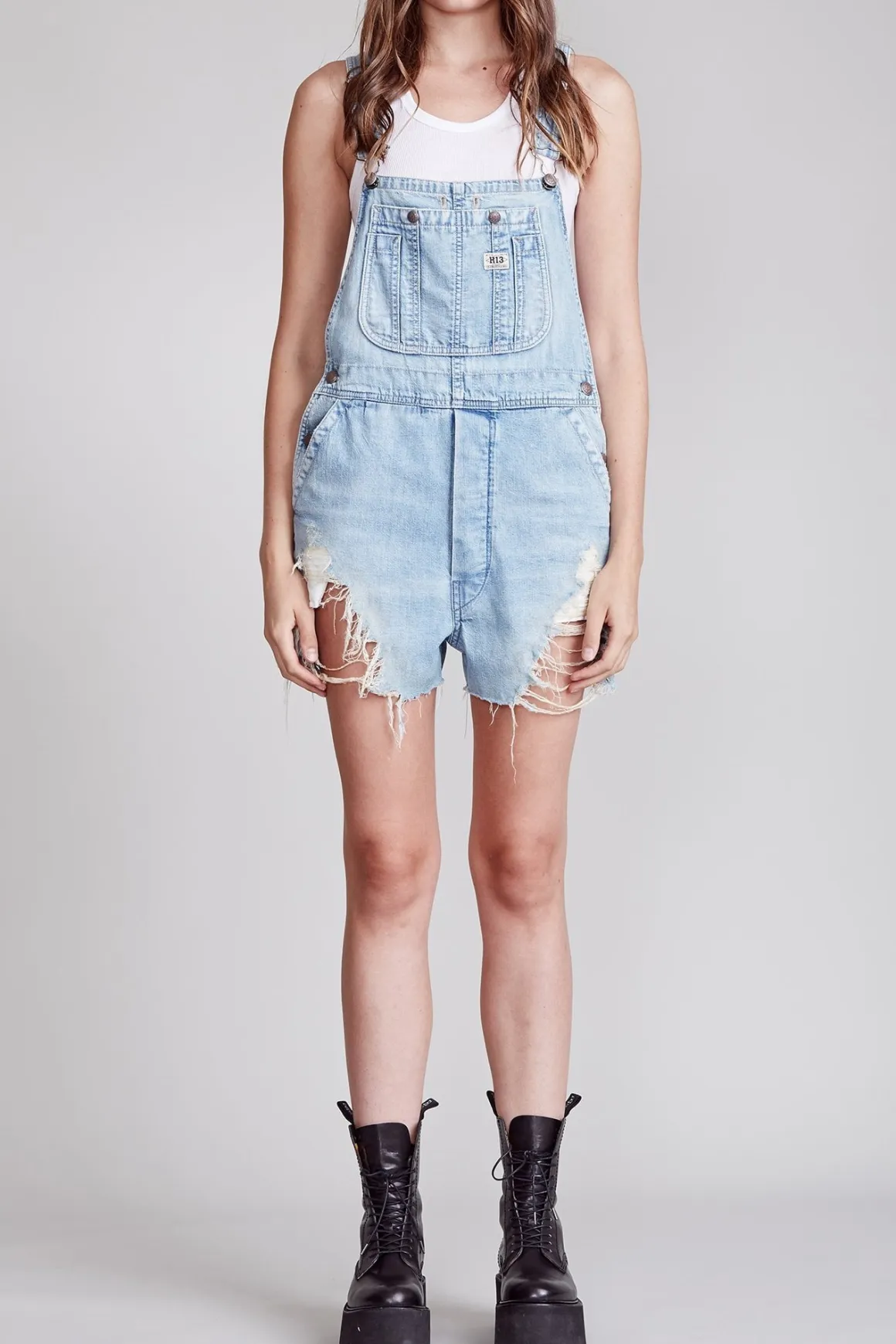 Women R13 Shorts/skirts*OVERALL SHORT - ELTON BLUE