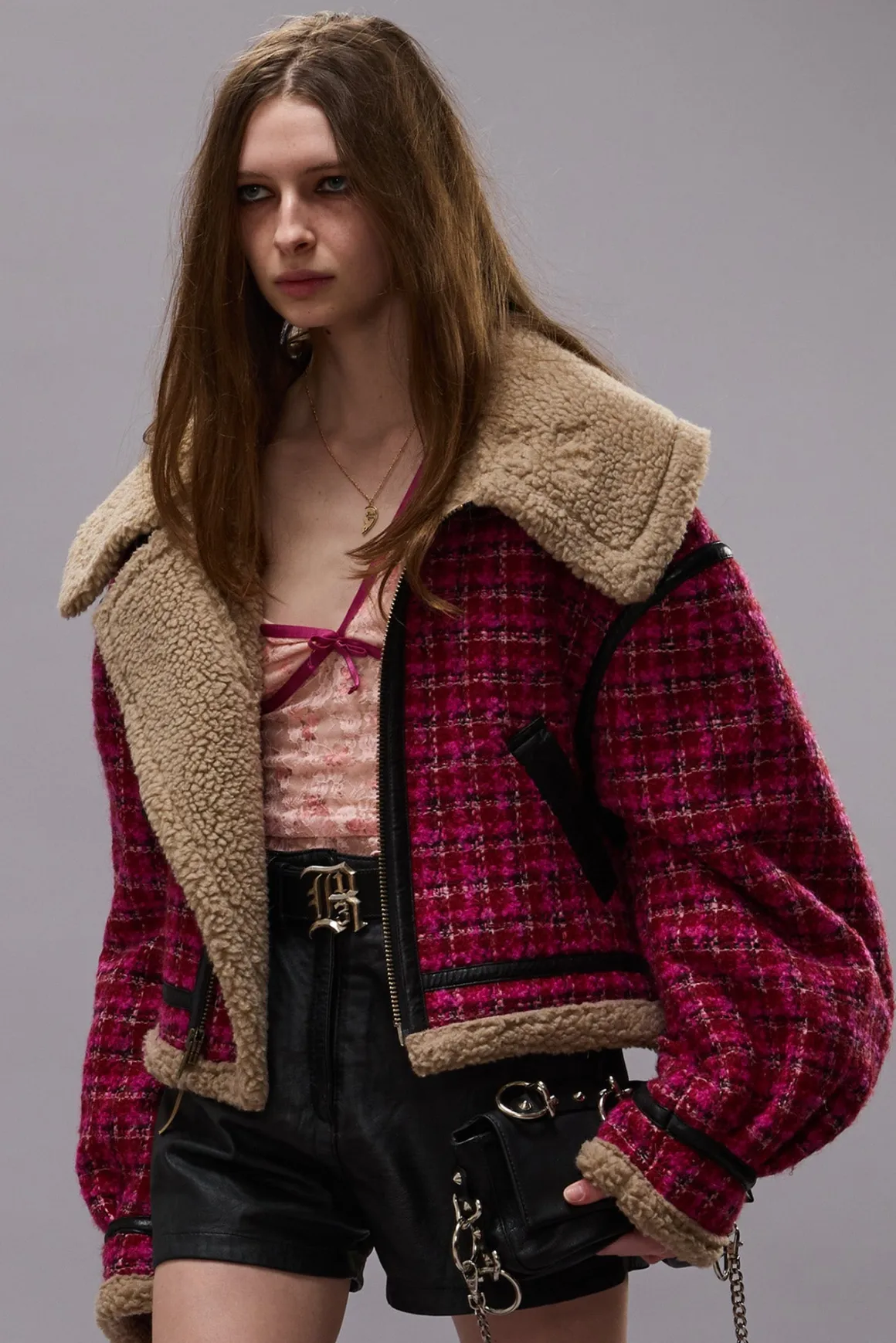 Women R13 Jackets & Coats*OVERSIZED AVIATOR JACKET - RASPBERRY TWEED