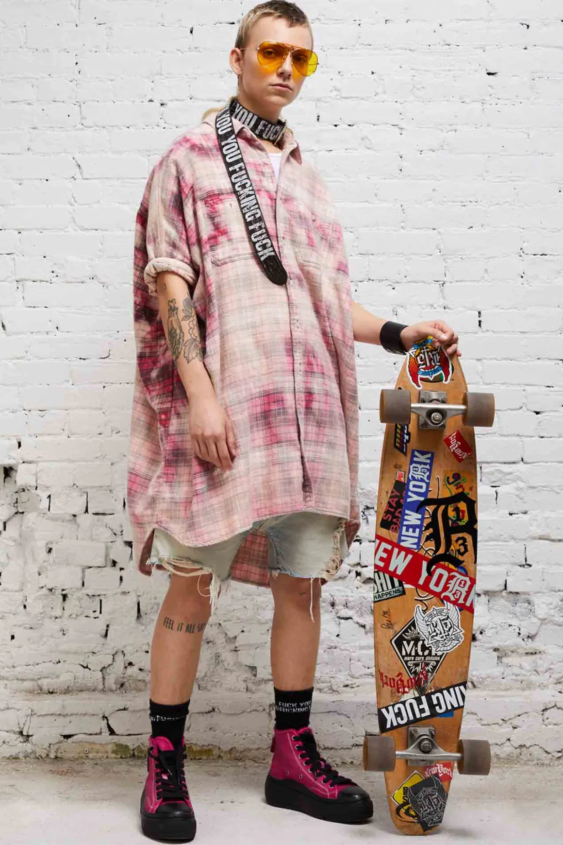 Women R13 Dresses & Skirts*OVERSIZED BOXY SHIRTDRESS - BLEACHED RED PLAID