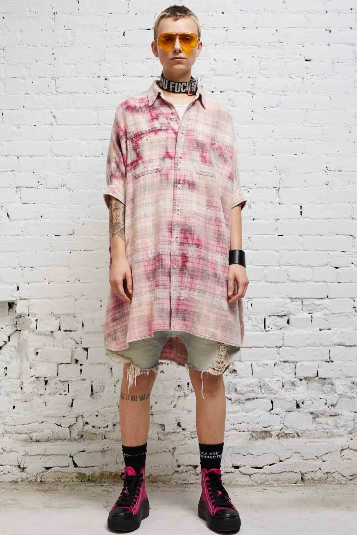 Women R13 Dresses & Skirts*OVERSIZED BOXY SHIRTDRESS - BLEACHED RED PLAID