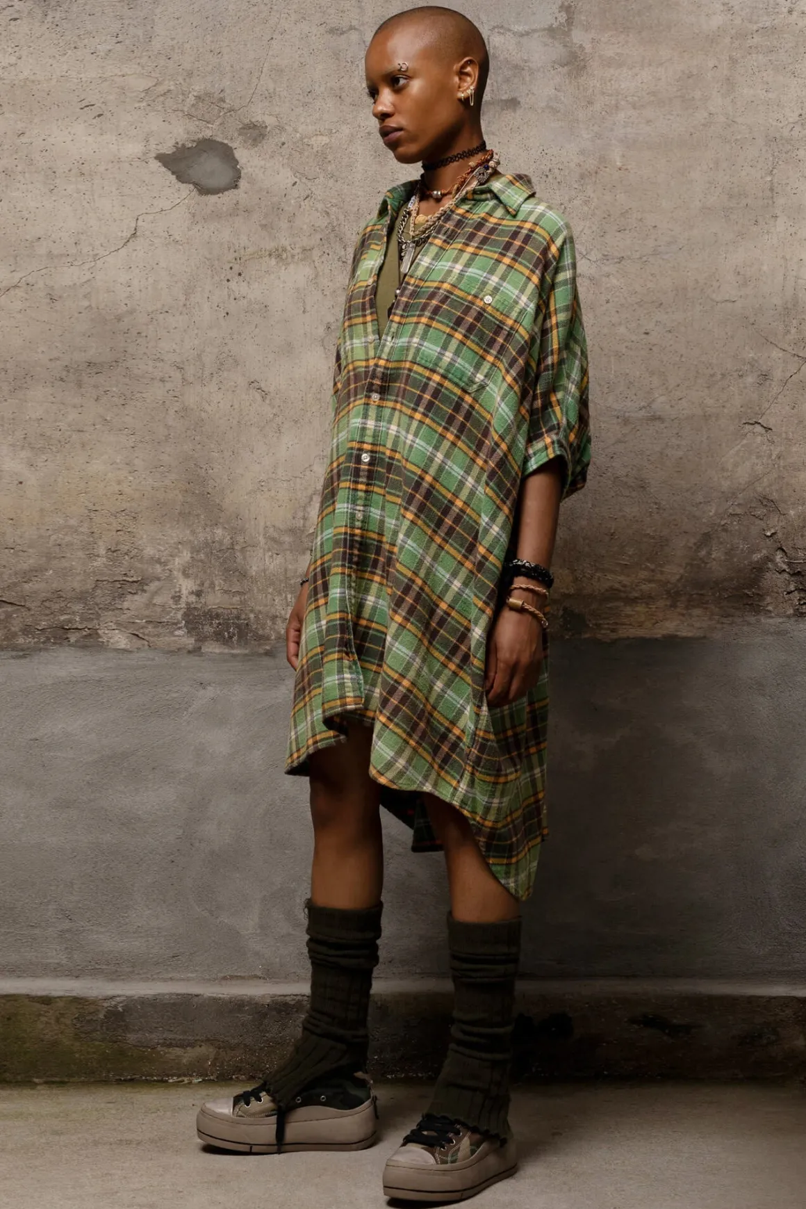 Women R13 Dresses & Skirts*OVERSIZED BOXY SHIRTDRESS - GREEN PLAID