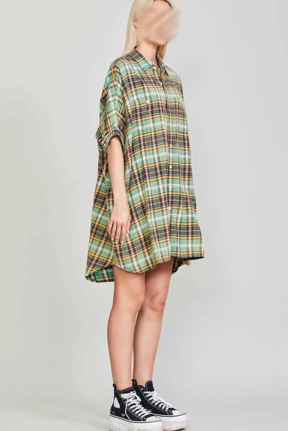 Women R13 Dresses & Skirts*OVERSIZED BOXY SHIRTDRESS - GREEN PLAID