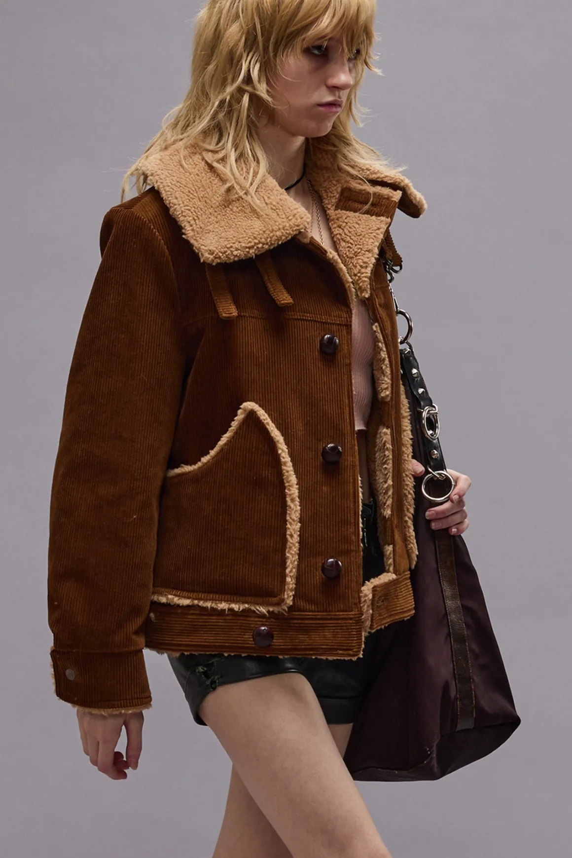 Women R13 Jackets & Coats*OVERSIZED COLLAR JACKET - BROWN CORDUROY