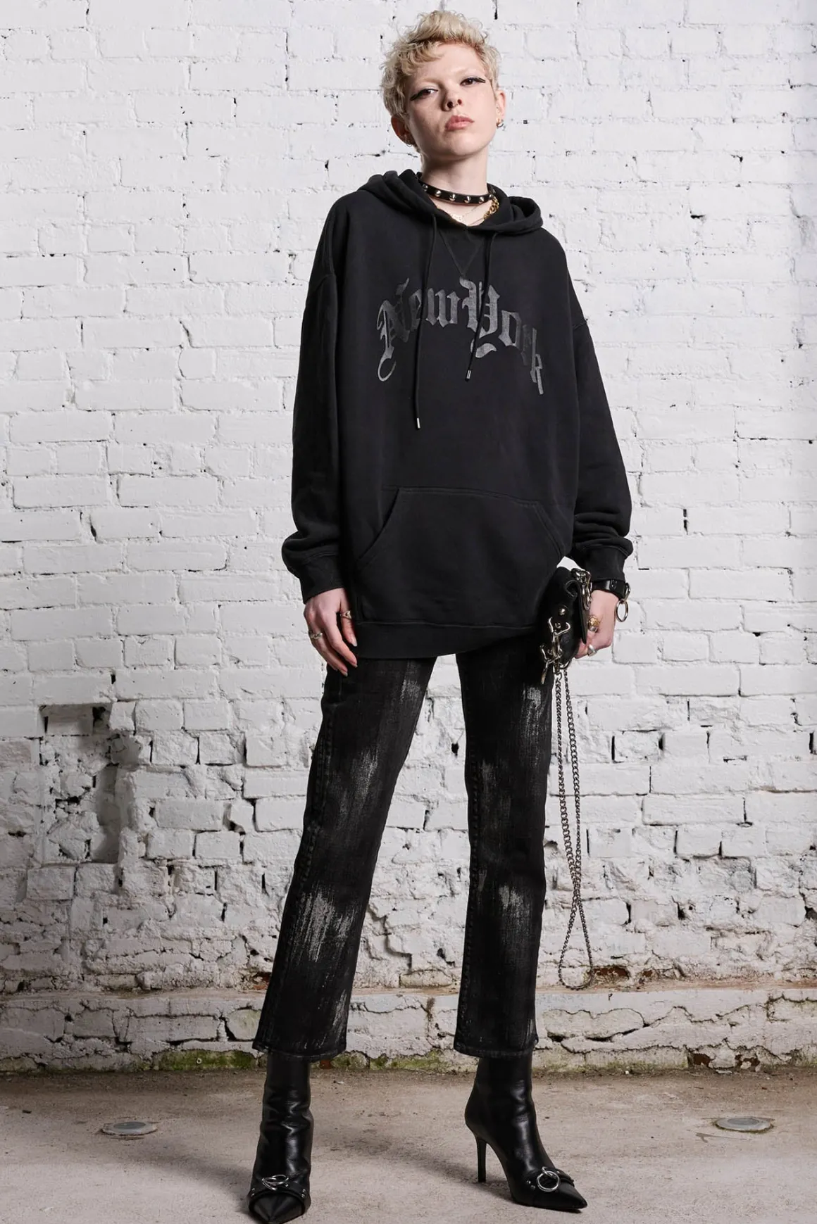 Women R13 Tops*OVERSIZED NEW YORK HOODIE - BLACKOUT