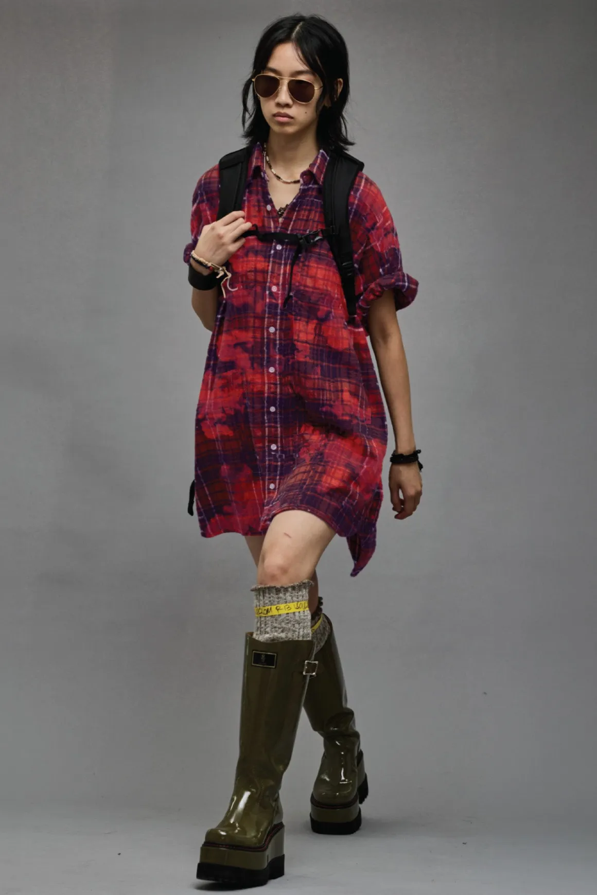 Women R13 Dresses & Skirts*OVERSIZED RELAXED SHIRTDRESS - DUSK RED PLAID