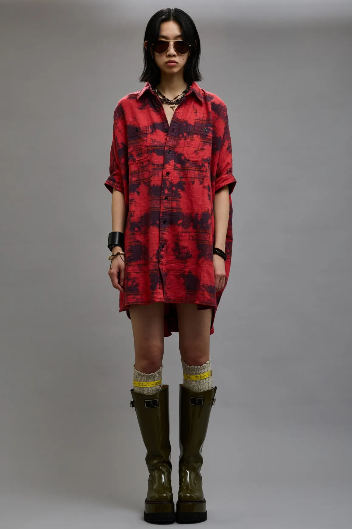 Women R13 Dresses & Skirts*OVERSIZED RELAXED SHIRTDRESS - DUSK RED PLAID