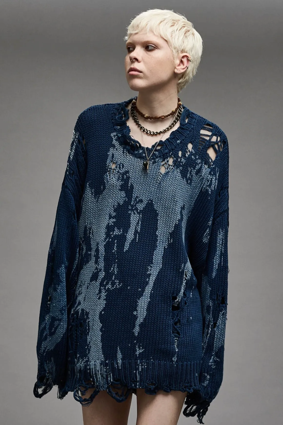 Women R13 Sweaters*OVERSIZED SWEATER - BLUE SPLATTER