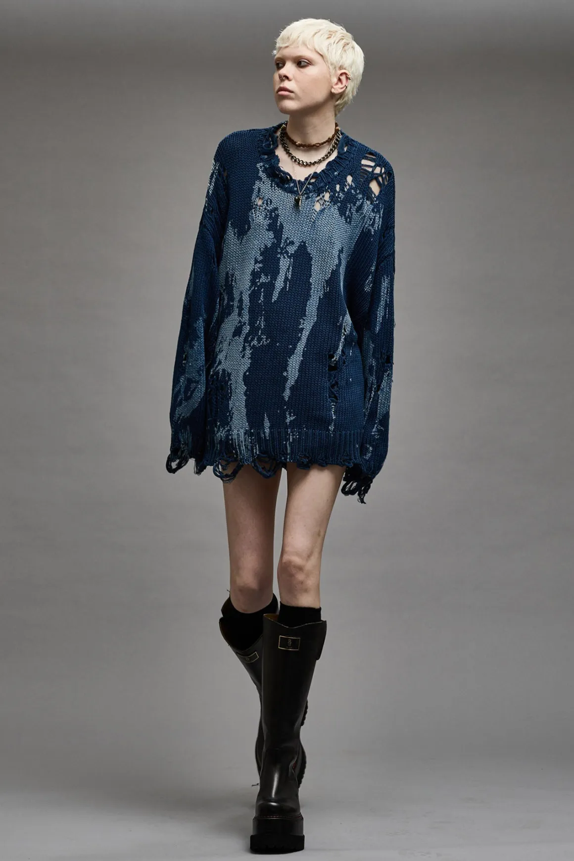 Women R13 Sweaters*OVERSIZED SWEATER - BLUE SPLATTER