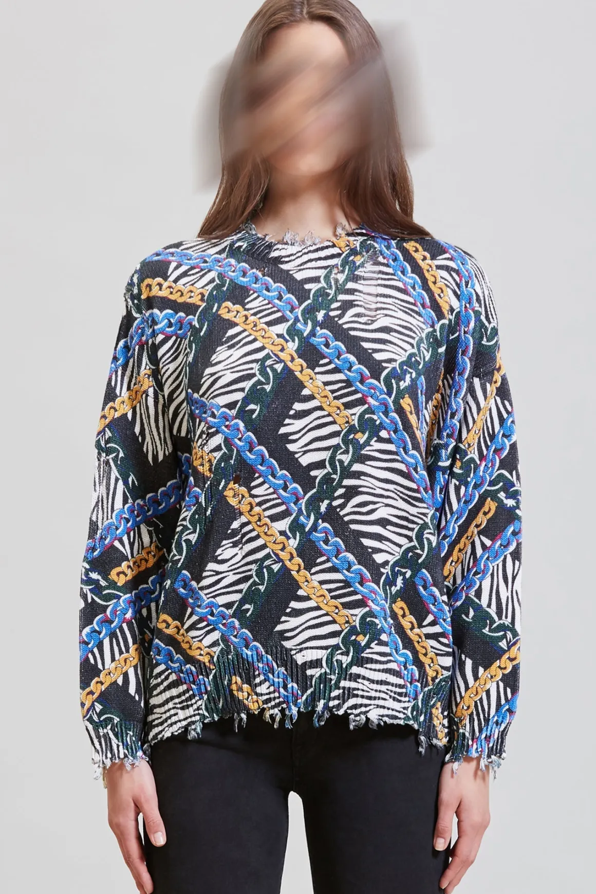 Women R13 Sweaters*OVERSIZED SWEATER - CHAINED ZEBRA