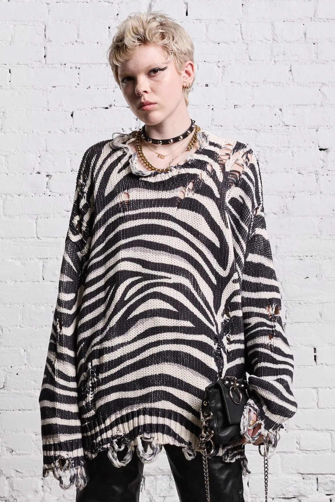 Women R13 Sweaters*OVERSIZED SWEATER - ZEBRA PRINT