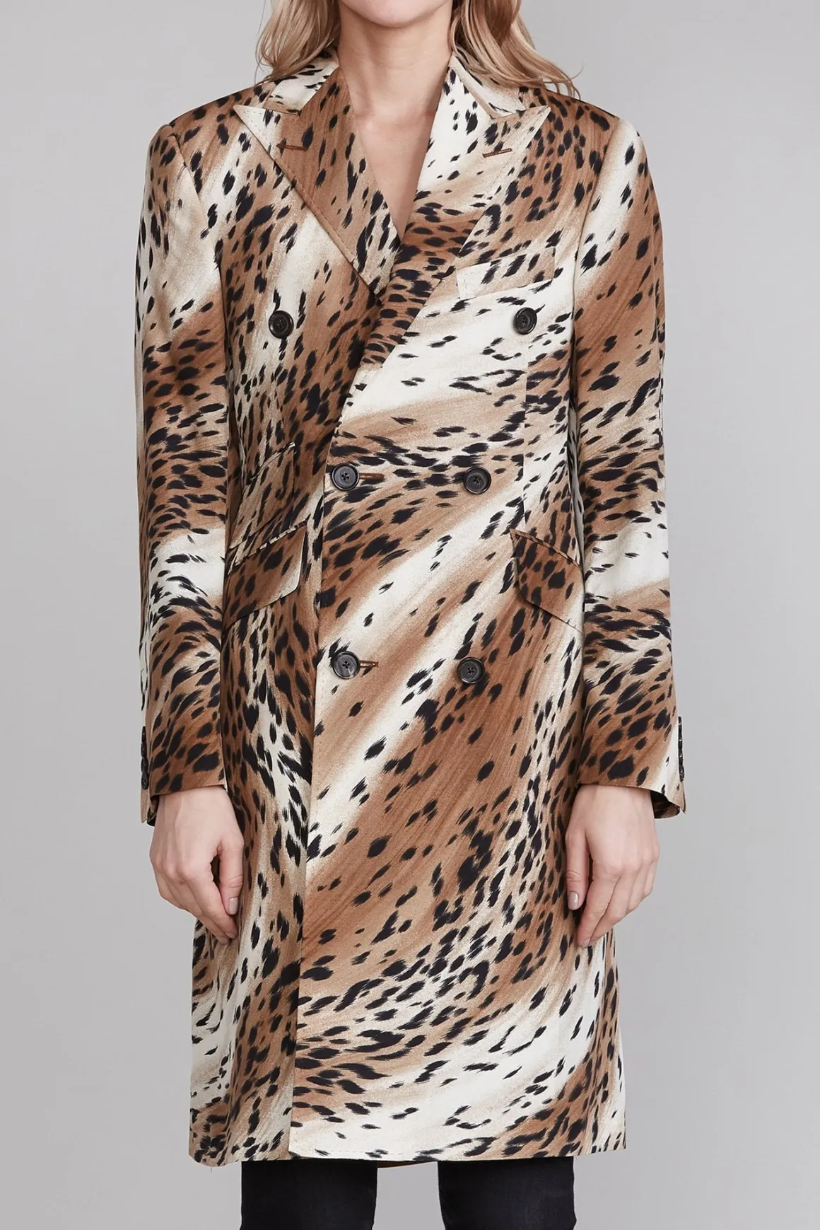 Women R13 Jackets & Coats*PEAK LAPEL DOUBLE BREASTED COAT - ABSTRACT CHEETAH