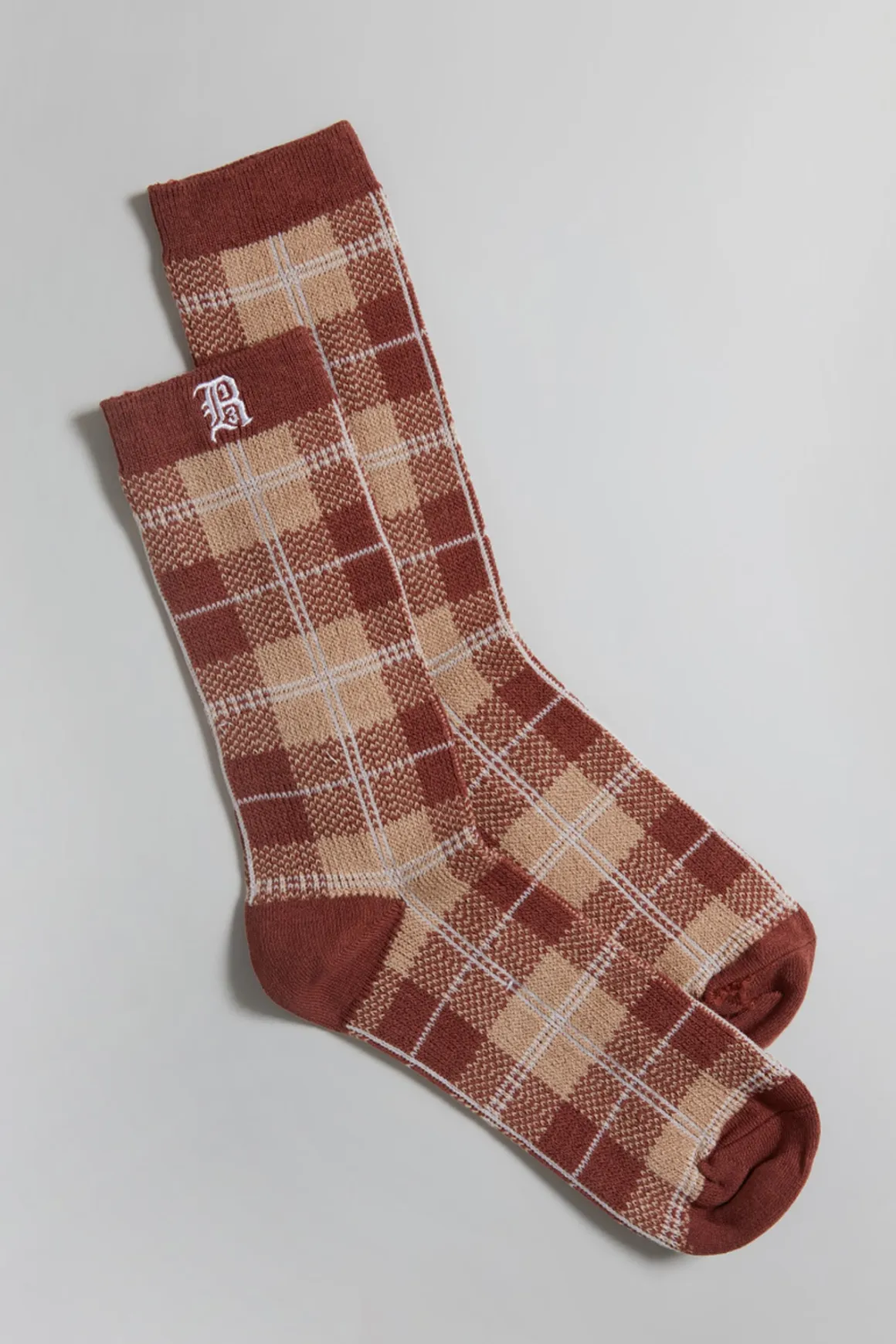 R13 Accessories*PLAID SOCKS - ECRU/RUST