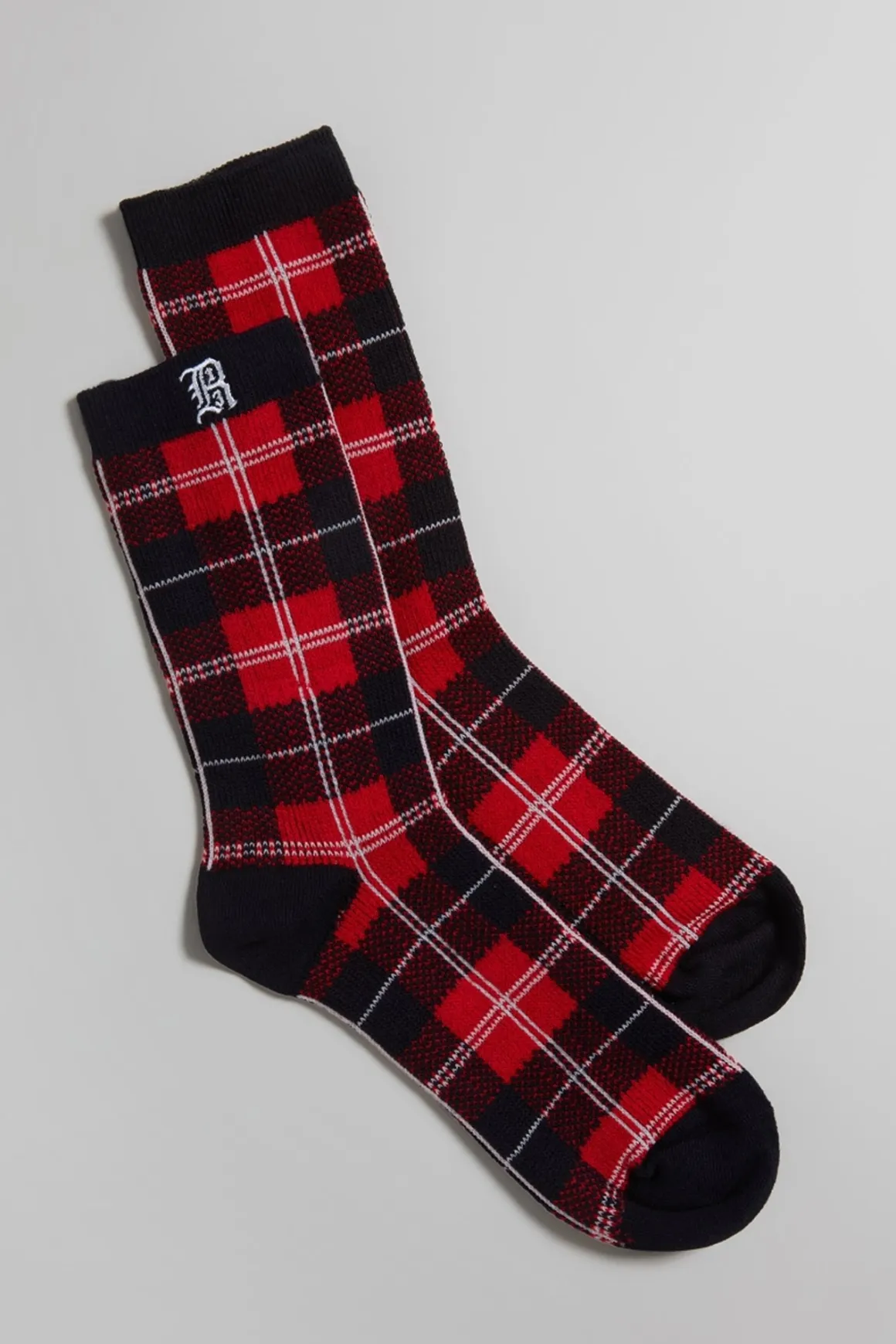 R13 Accessories*PLAID SOCKS - RED/BLACK