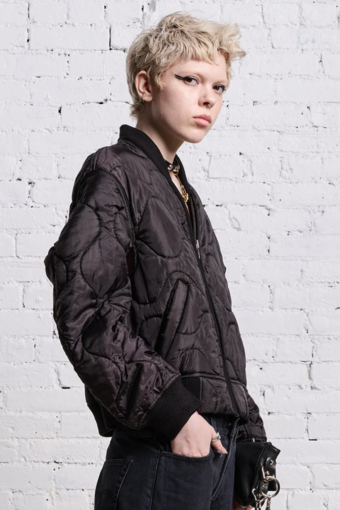 Women R13 Jackets & Coats*REFURBISHED LINER BOMBER - BLACK OVERDYE