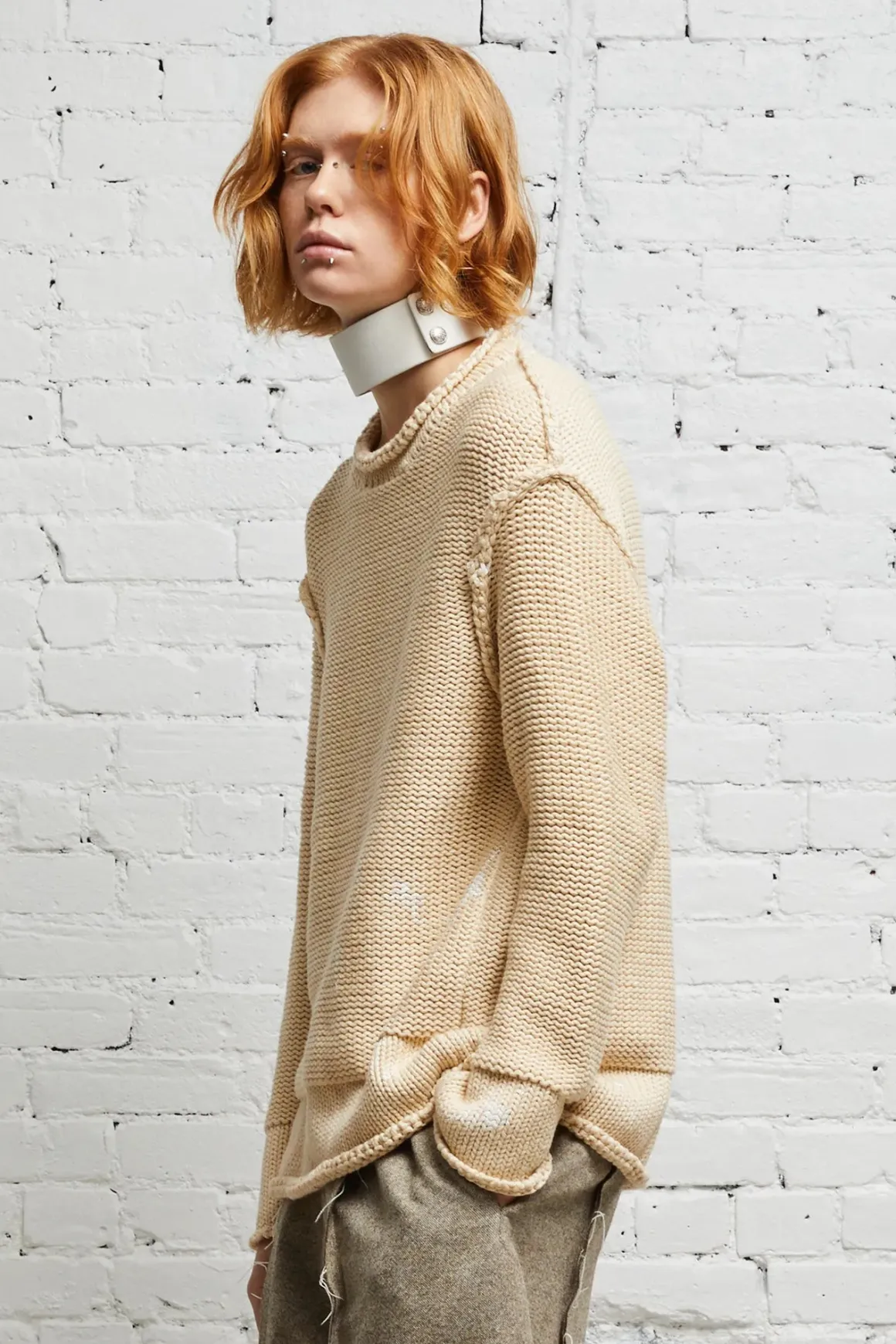 Women R13 Sweaters*ROLLED EDGE BOXY SWEATER - NATURAL