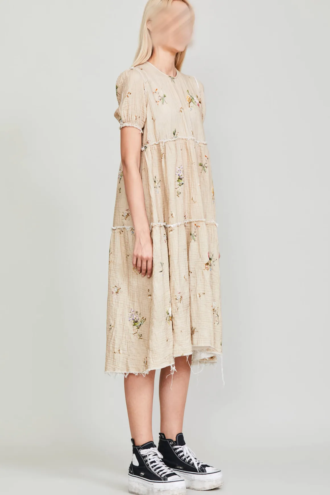 Women R13 Dresses & Skirts*SHREDDED RELAXED MIDI - FLORAL ON KHAKI