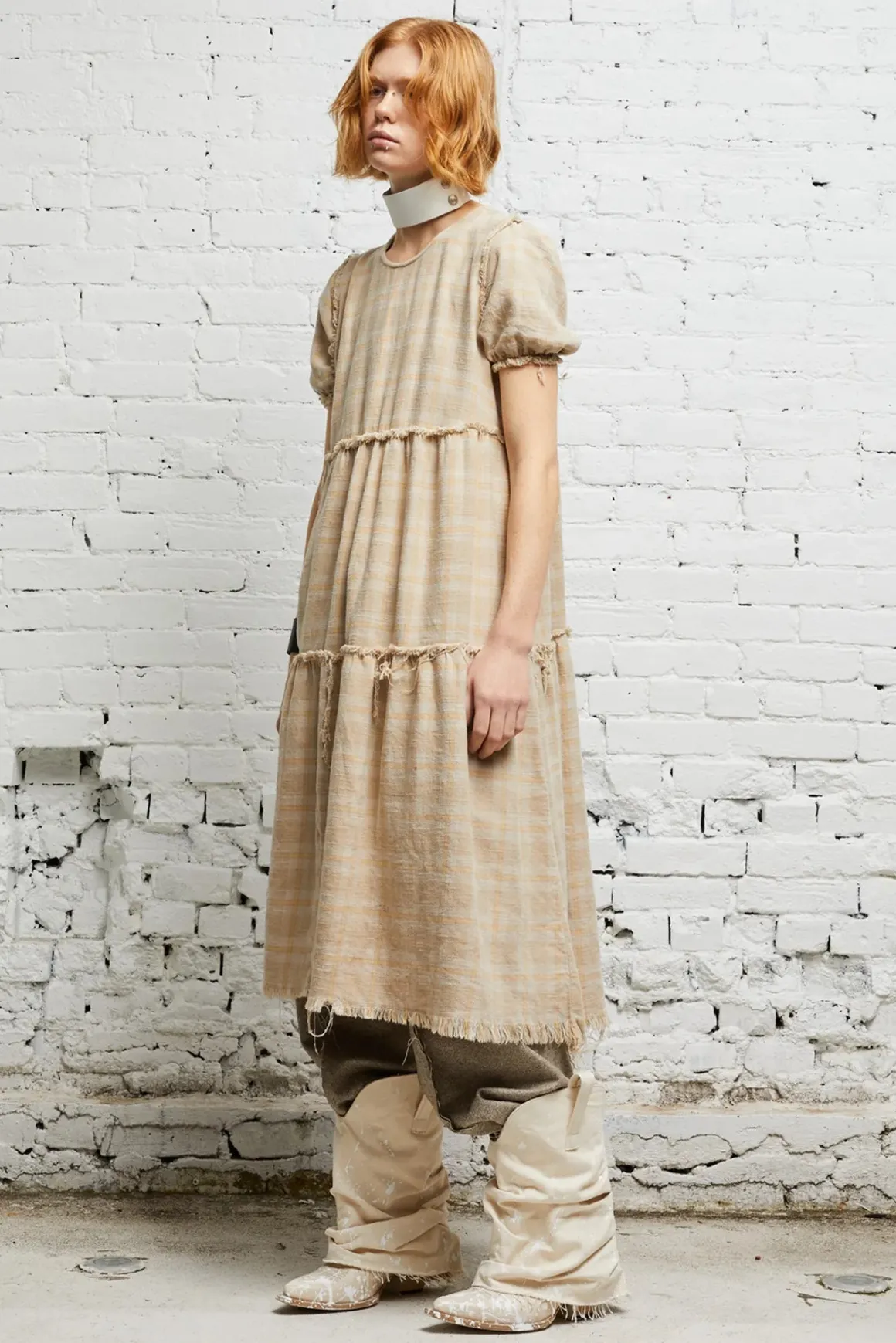 Women R13 Dresses & Skirts*SHREDDED RELAXED MIDI - OVERDYED KHAKI PLAID