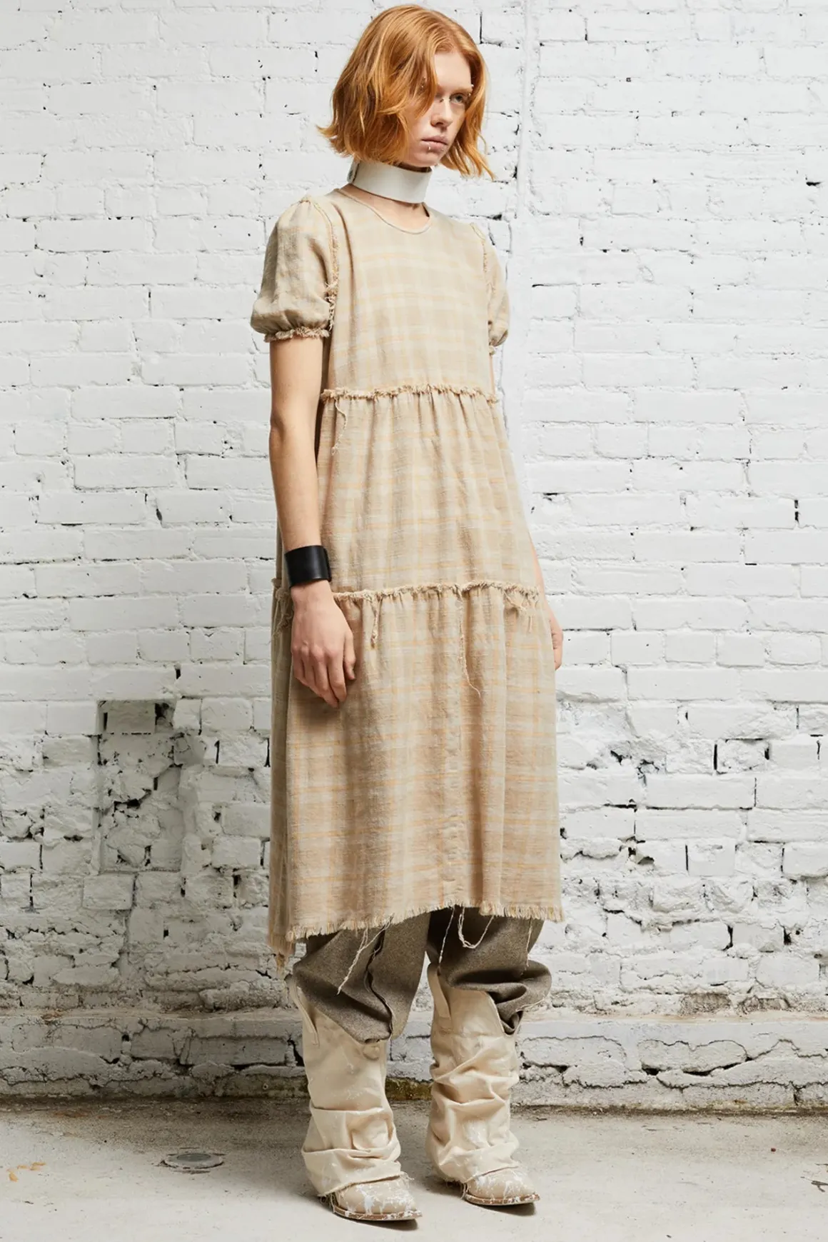 Women R13 Dresses & Skirts*SHREDDED RELAXED MIDI - OVERDYED KHAKI PLAID