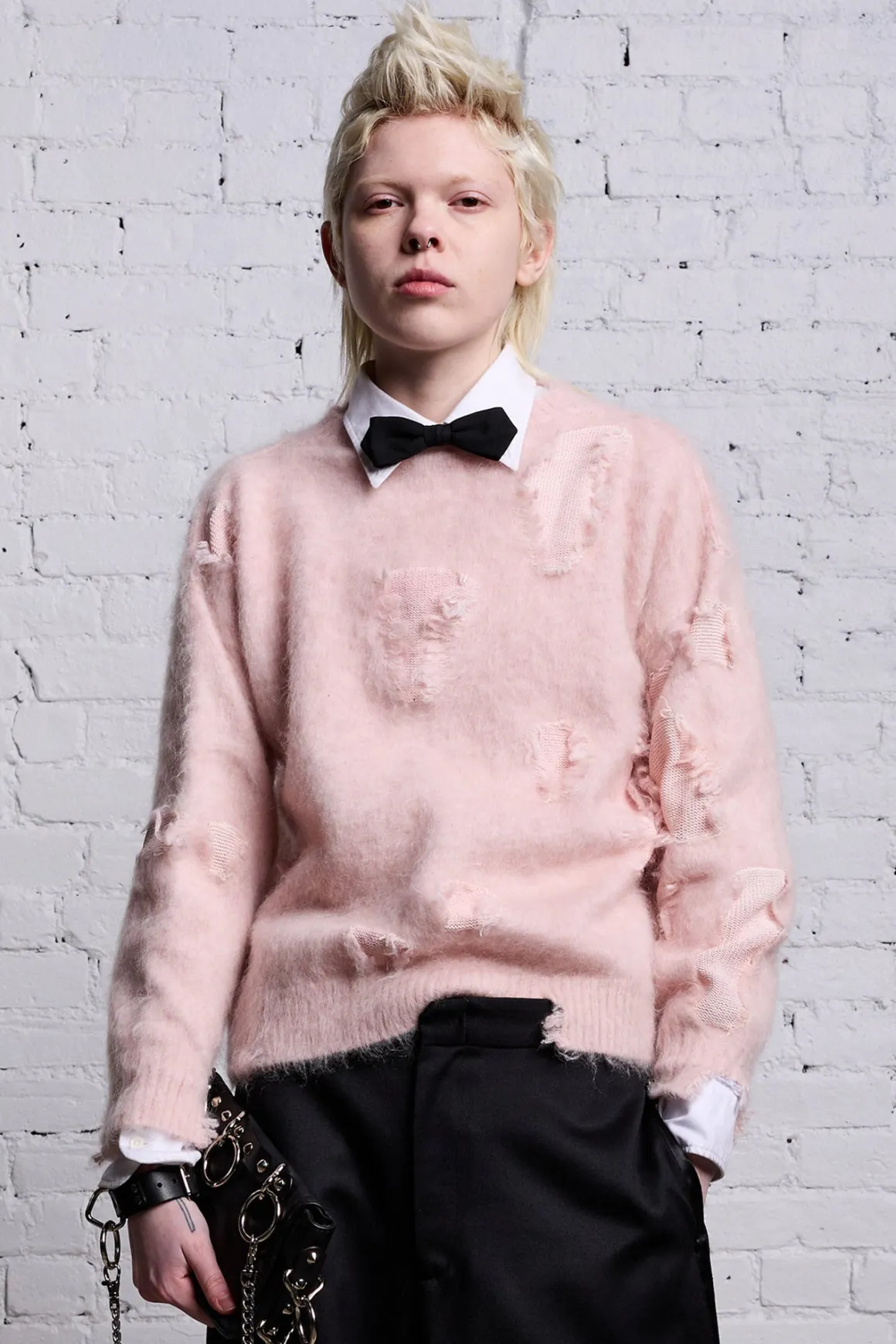 Women R13 Sweaters*SHRUNKEN DECONSTRUCTED CREWNECK - LIGHT PINK