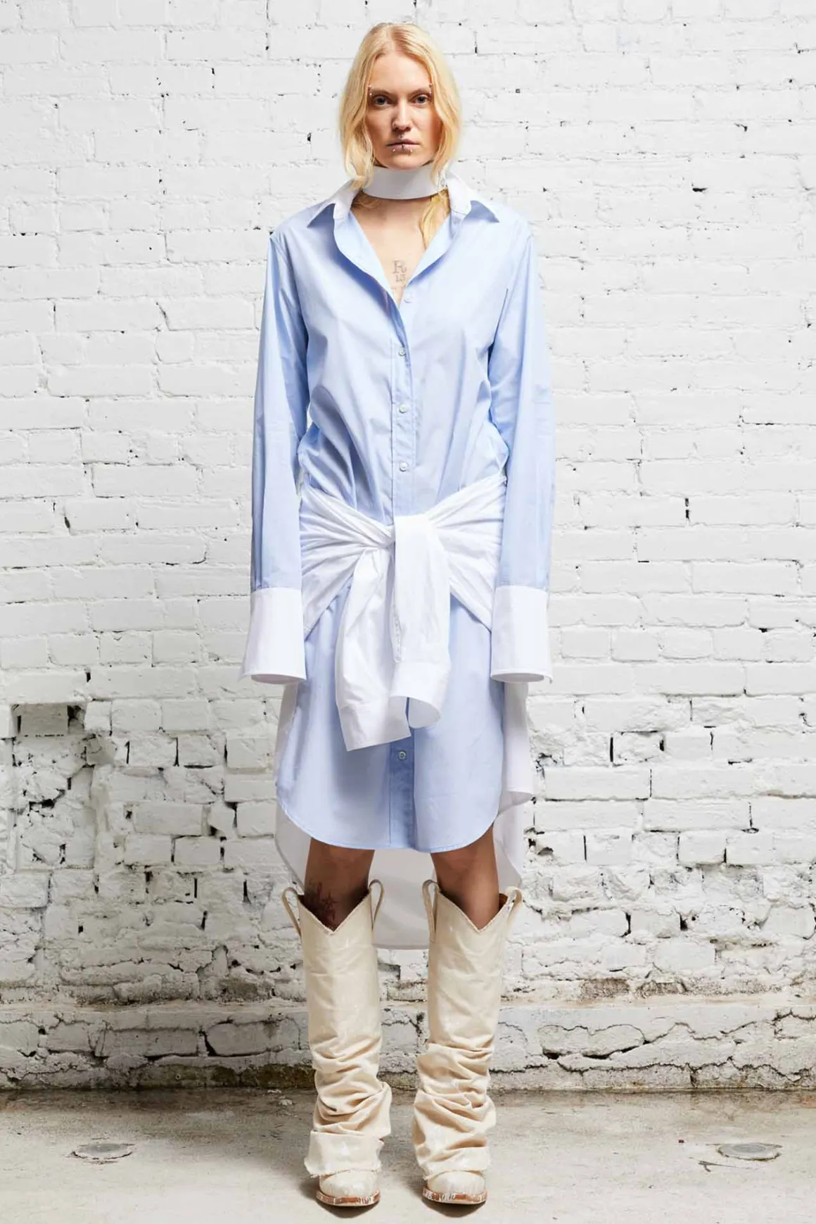 Women R13 Dresses & Skirts*TIE SHIRTDRESS - BLUE AND WHITE