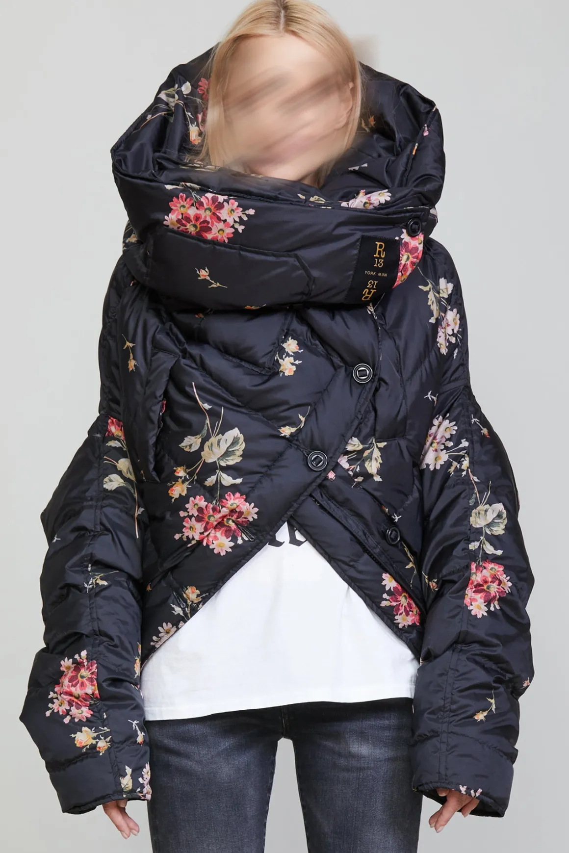 Women R13 Jackets & Coats*UPSIDE-DOWN COAT - FLORAL ON BLACK