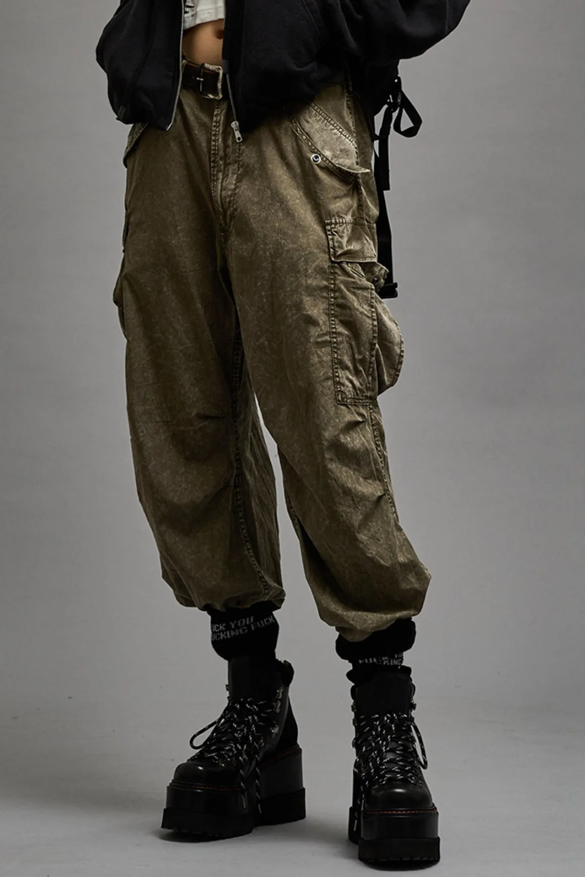 Women R13 Pants & Shorts*WIDE LEG CARGO - OLIVE GARMENT DYE