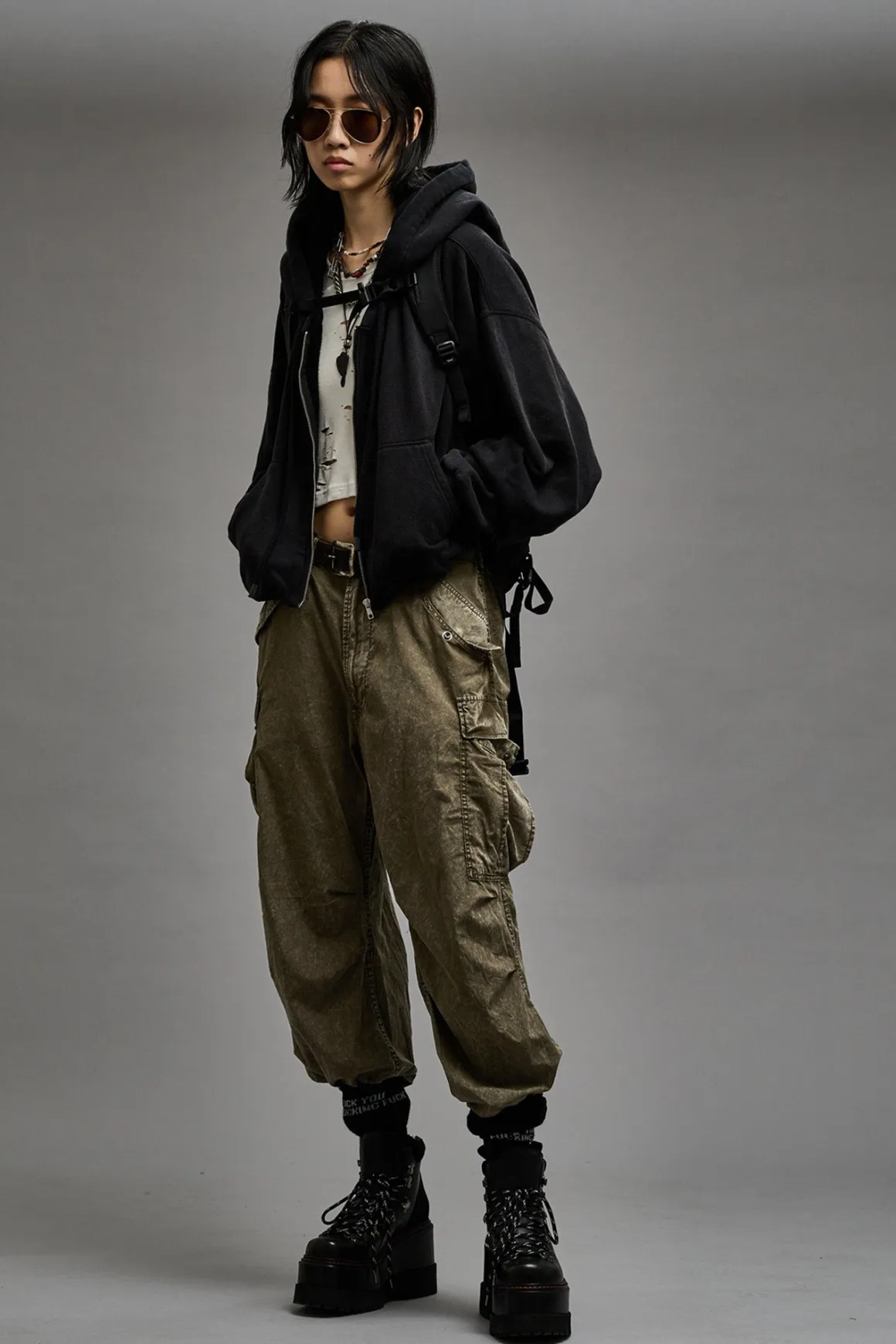 Women R13 Pants & Shorts*WIDE LEG CARGO - OLIVE GARMENT DYE