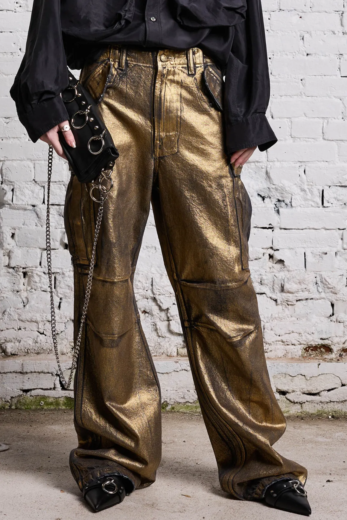 Women R13 Wide Leg*WIDE LEG CARGO - VINTAGE GILDED BLACK