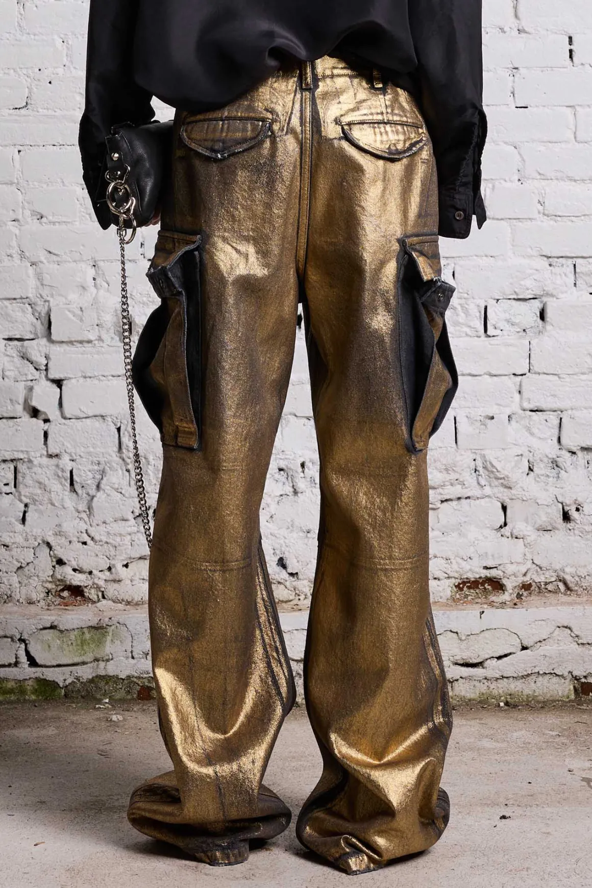 Women R13 Wide Leg*WIDE LEG CARGO - VINTAGE GILDED BLACK