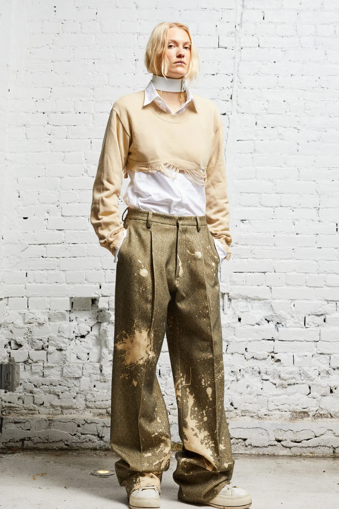 Women R13 Pants & Shorts*WIDE LEG TROUSER - TWEED PAINT SPLATTER